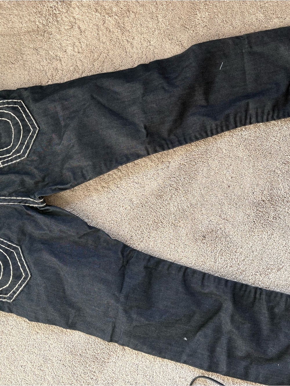 True Religion Indigo Jeans with White Contrast Stitching - Picture 2 of 5